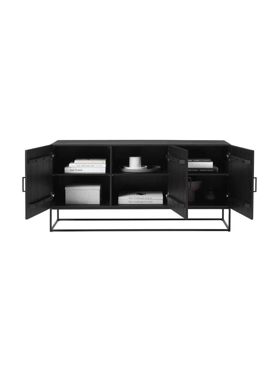 Komoda z litego drewna mangowego Lyle, Korpus: lite drewno mangowe lakie, Czarny, S 150 x D 72 cm