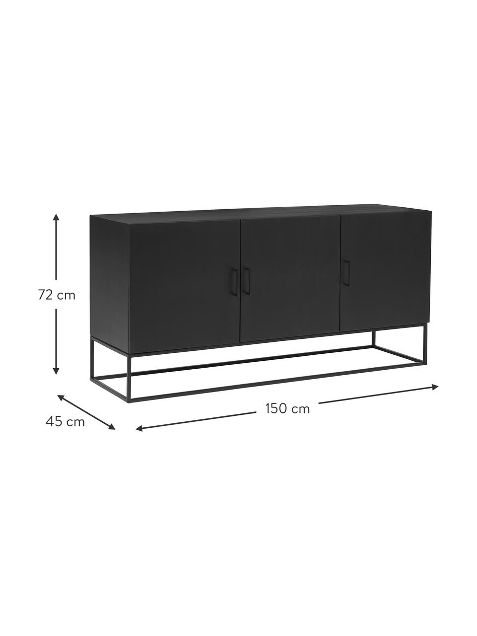 Komoda z litego drewna mangowego Lyle, Korpus: lite drewno mangowe lakie, Czarny, S 150 x D 72 cm