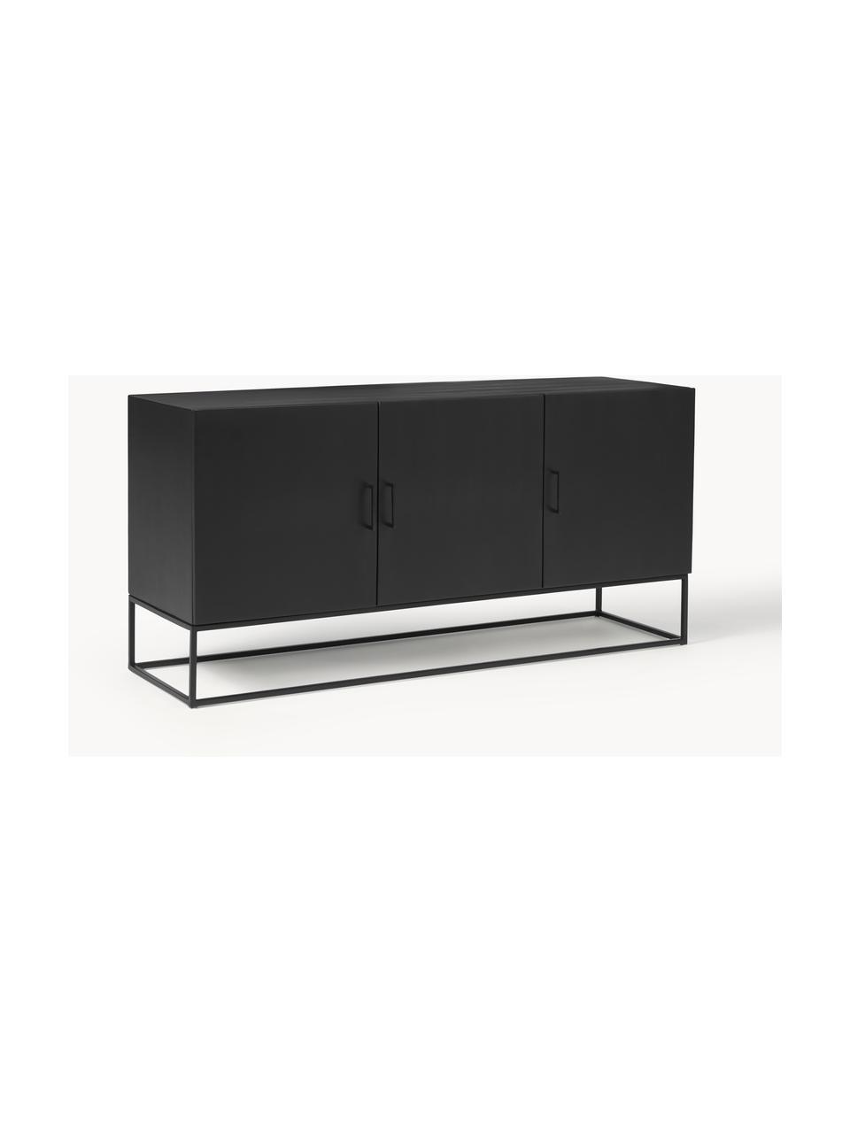 Sideboard Lyle aus Mangoholz, Korpus: Mangoholz, lackiert, Schwarz, B 150 x H 72 cm