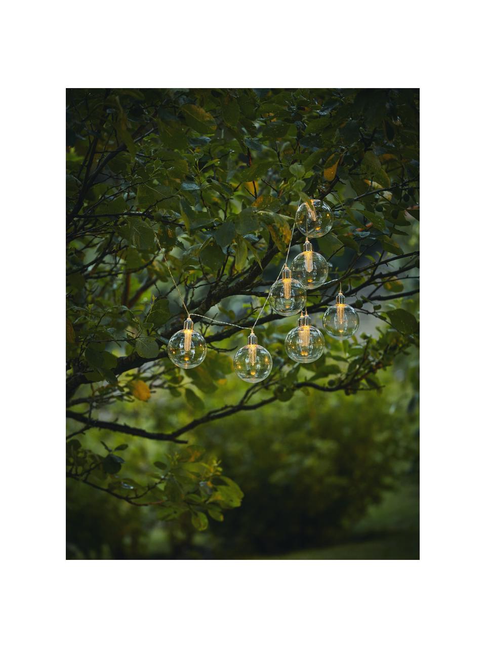 Solar lichtslinger Chania, 245 cm, 8 lampions, Lampions: kunststof, Transparant, zilverkleurig, L 245 cm