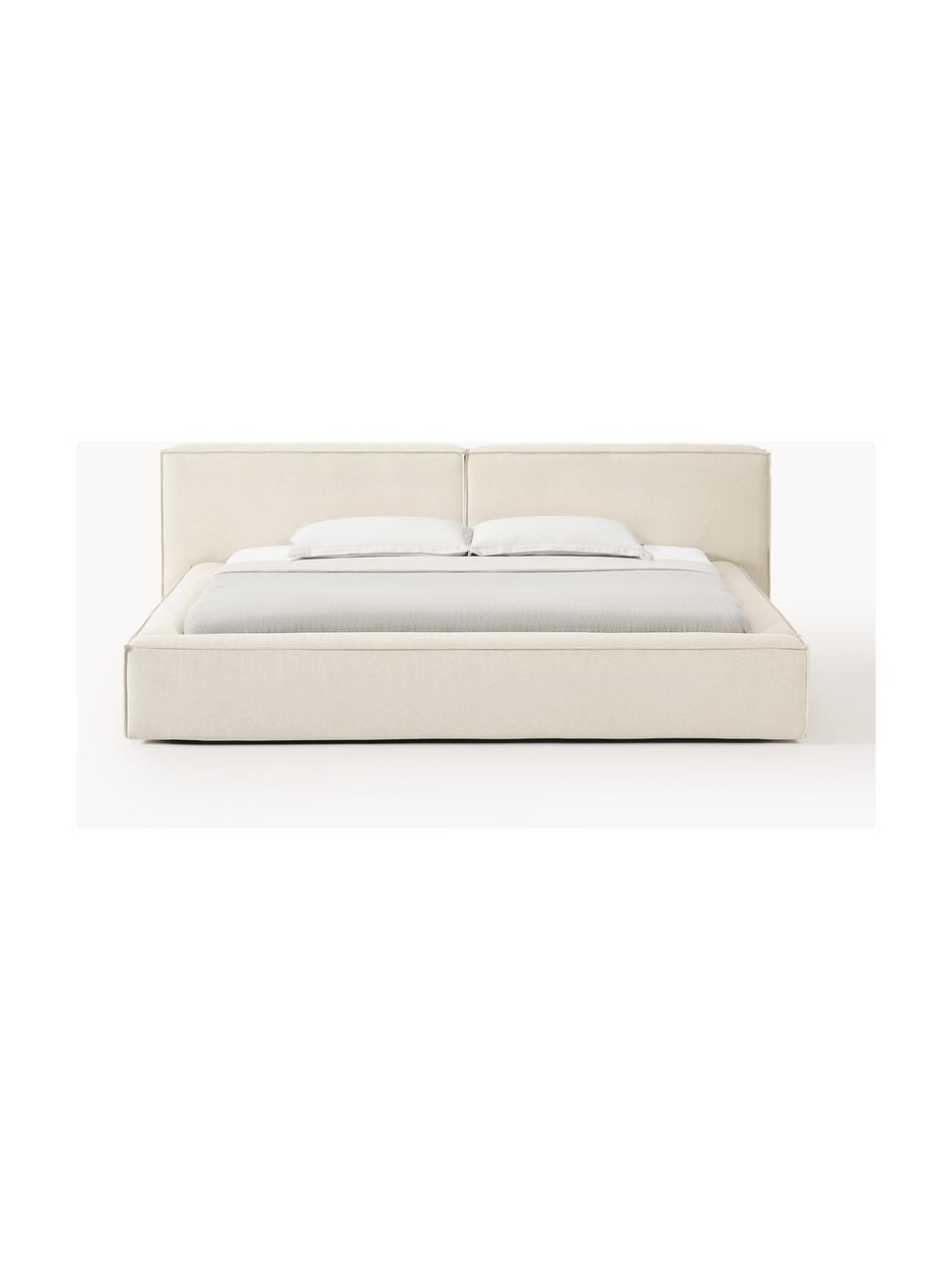 Čalouněná postel s úložným prostorem Lennon, Tlumeně bílá, Š 208 cm, D 243 cm (plocha k ležení 140 cm x 200 cm)