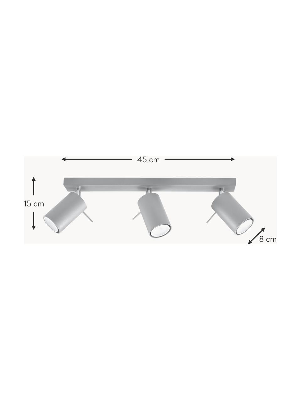 Faretti da soffitto Etna, Paralume: acciaio verniciato, Struttura: acciaio, Baldacchino: acciaio verniciato, Grigio, Larg. 45 x Alt. 15 cm