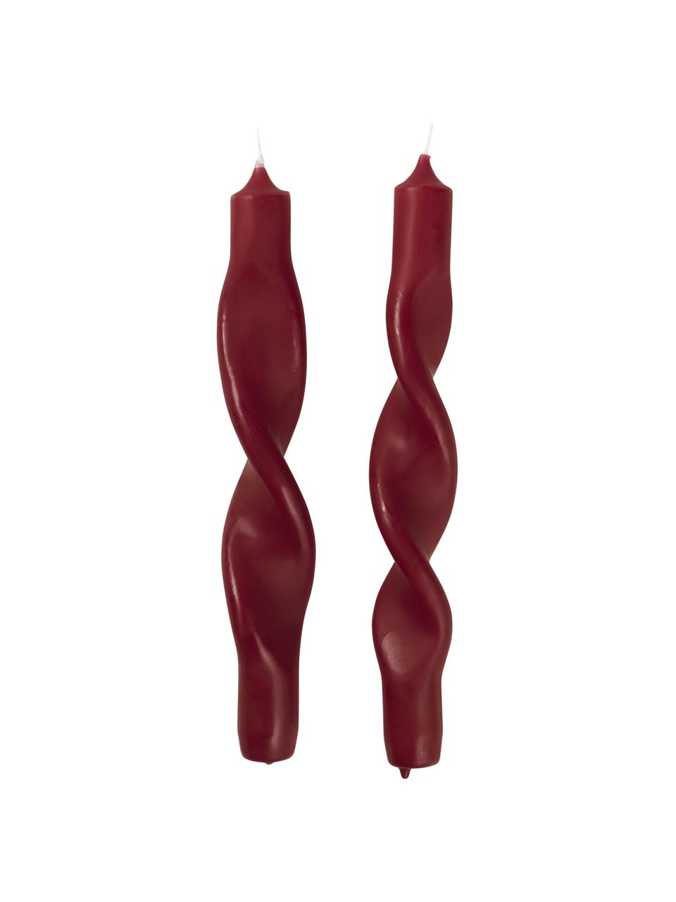 Velas cónicas Twist, 2 uds., Parafina, Rojo, Ø 2 x Al 23 cm