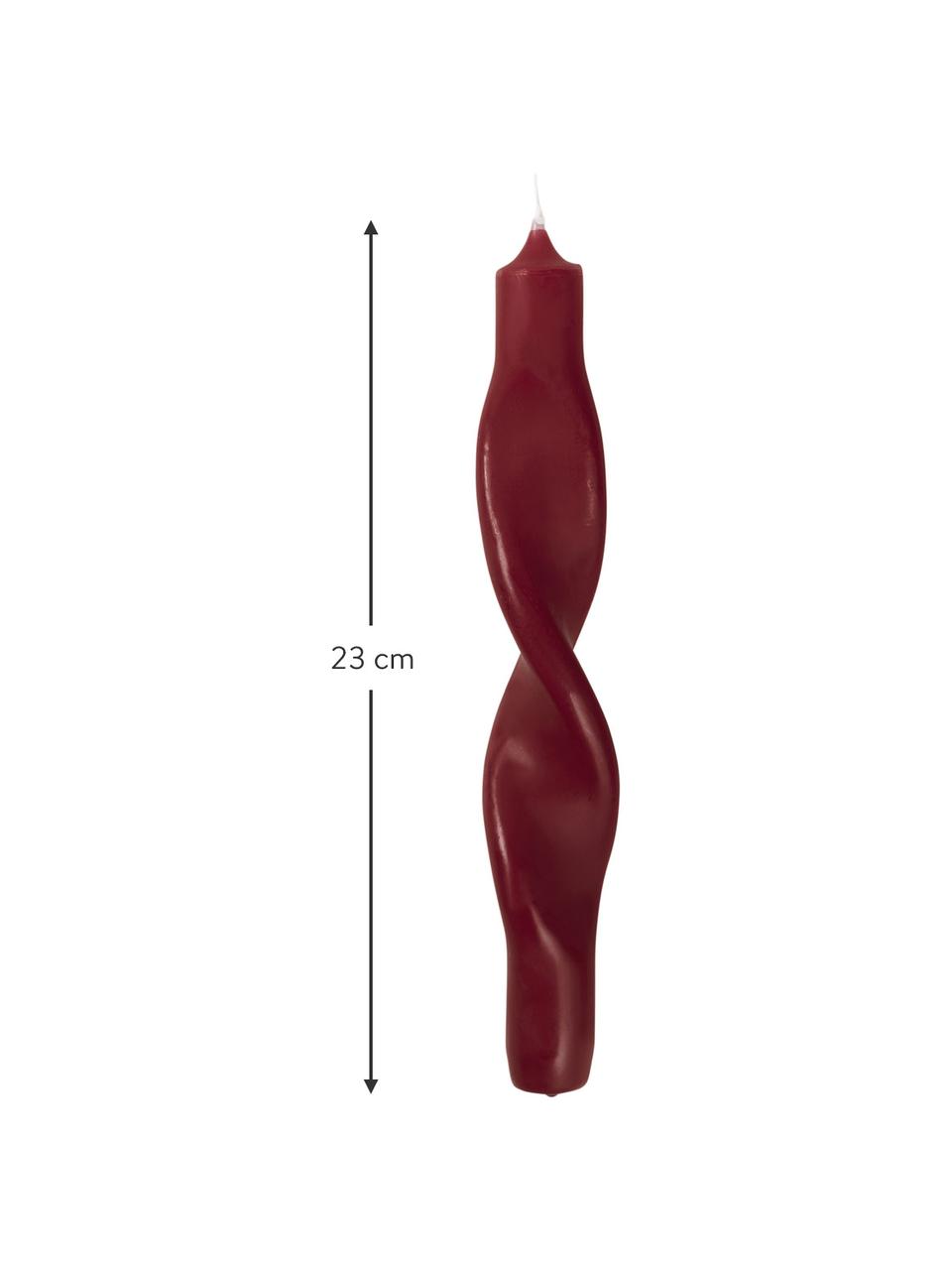 Stabkerzen Twist, 2 Stück, Paraffin, Rot, Ø 2 x H 23 cm