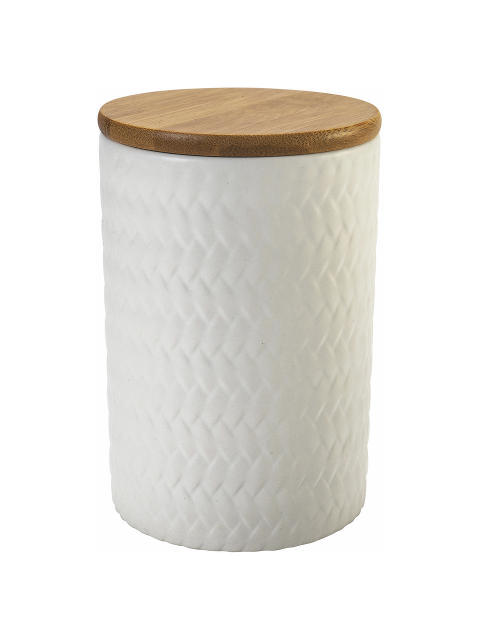 Bocaux de rangement avec motif texturé Geometry, 3 élém., Blanc, bois foncé, Ø 10 x haut. 15 cm