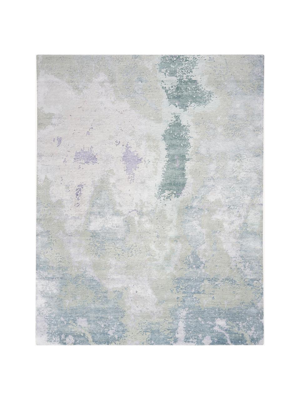 Ručne tkaný koberec z viskózy Silk Shadows, 75 % viskóza, 25 % novozélandská vlna, Tóny zelenej, modrej, fialová, Š 60 x D 90 cm (veľkosť XS)