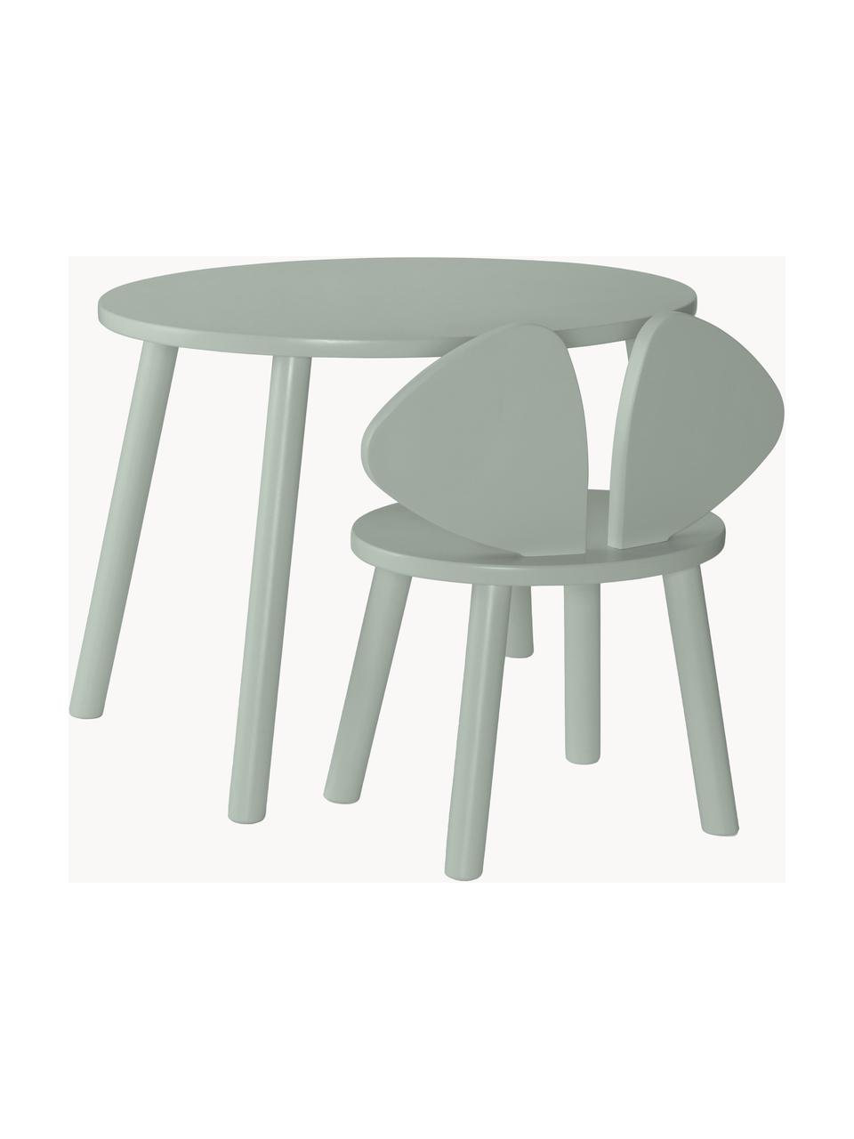 Table avec chaise pour enfant Mouse, 2 pièces, Vert sauge, Lot de différentes tailles