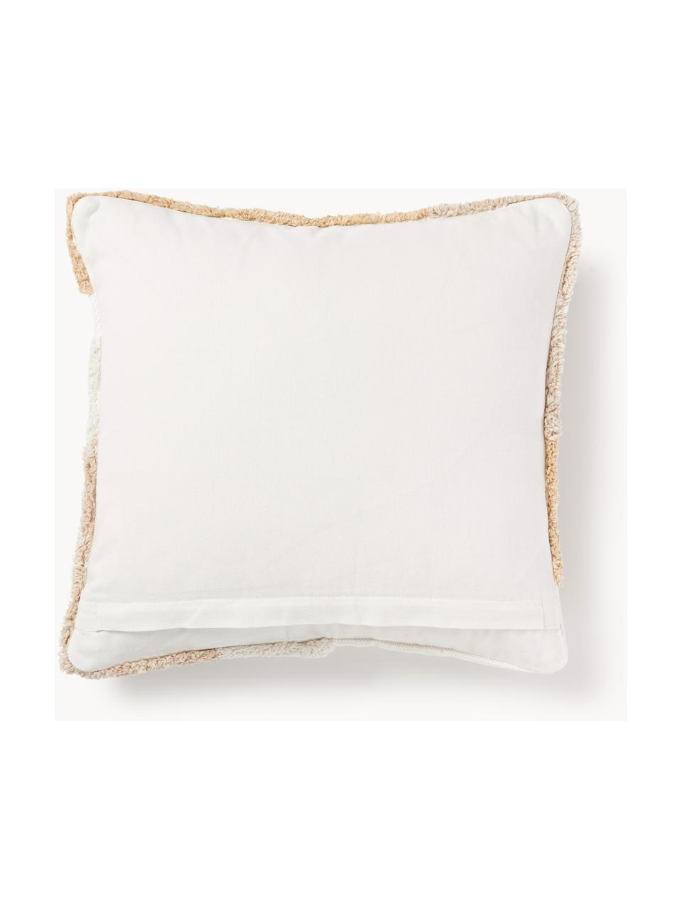 Housse de coussin 45x45 décorative Malu, 100 % coton, Tons beiges, blanc crème, larg. 45 x long. 45 cm