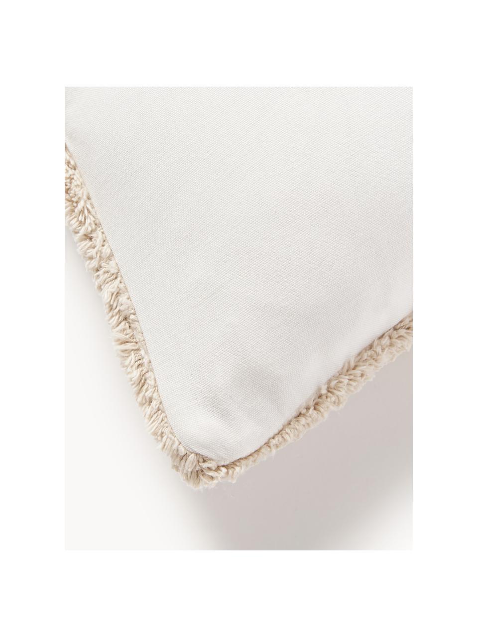 Housse de coussin 45x45 décorative Malu, 100 % coton, Tons beiges, blanc crème, larg. 45 x long. 45 cm