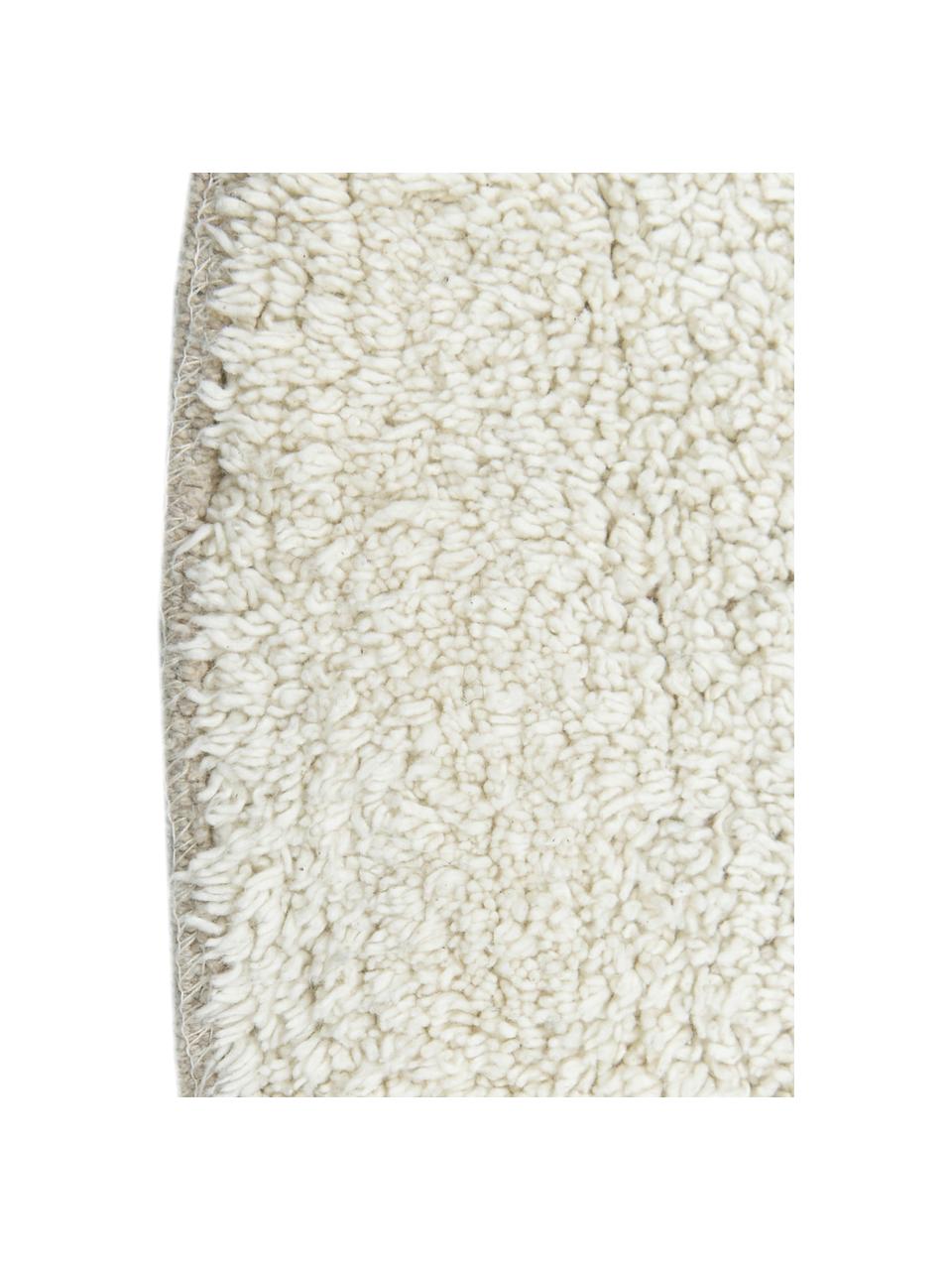 Tapis rond coton écru Suizo, 100 % coton, Écru, noir, Ø 150 cm (taille M)