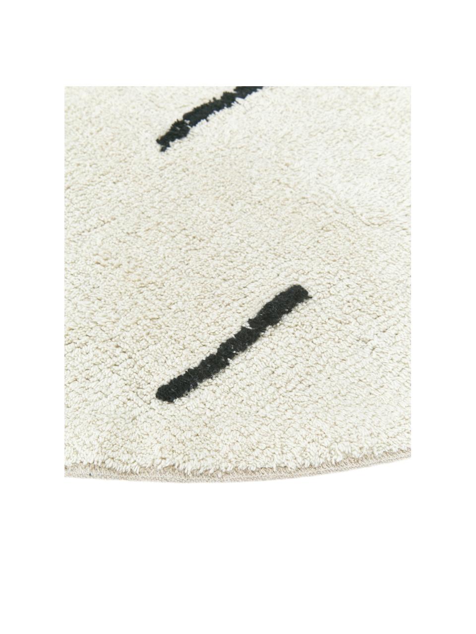 Okrúhly bavlnený koberec Suizo, 100 % bavlna, Écru, čierna, Ø 150 cm (veľkosť M)