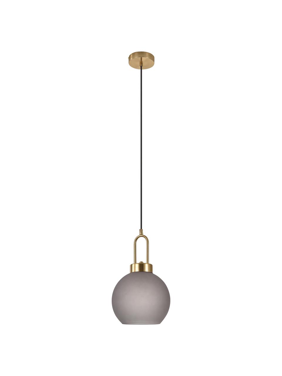 de madera de chopo Luton, Pantalla: vidrio, Cable: cubierto en tela, Gris pardo mate, Ø 25 x Al 33 cm
