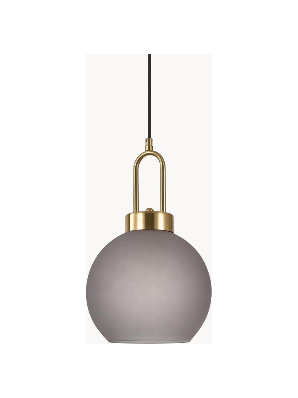 de madera de chopo Luton, Pantalla: vidrio, Cable: cubierto en tela, Gris pardo mate, Ø 25 x Al 33 cm