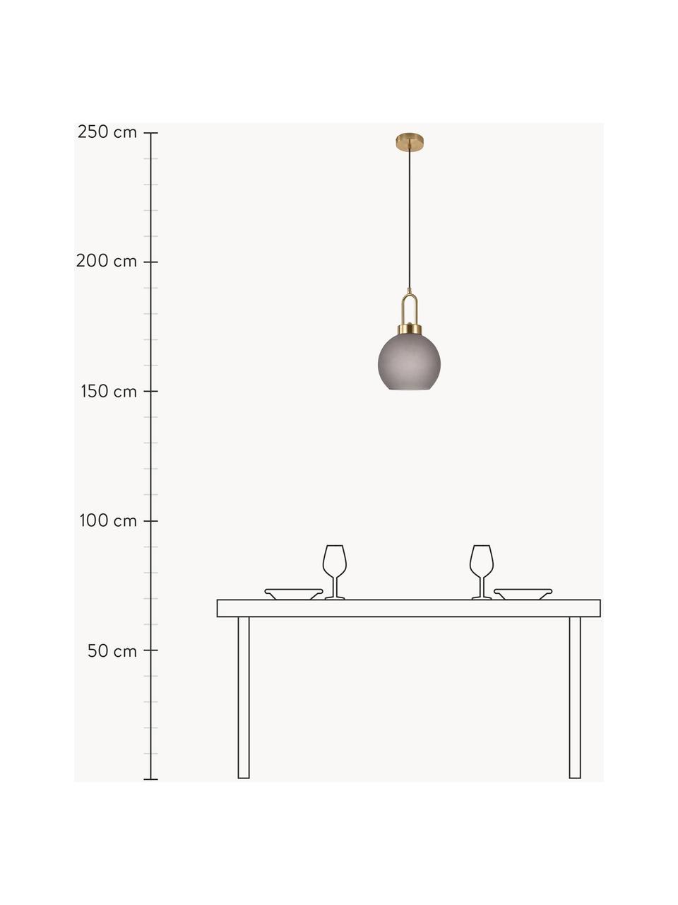 de madera de chopo Luton, Pantalla: vidrio, Cable: cubierto en tela, Gris pardo mate, Ø 25 x Al 33 cm