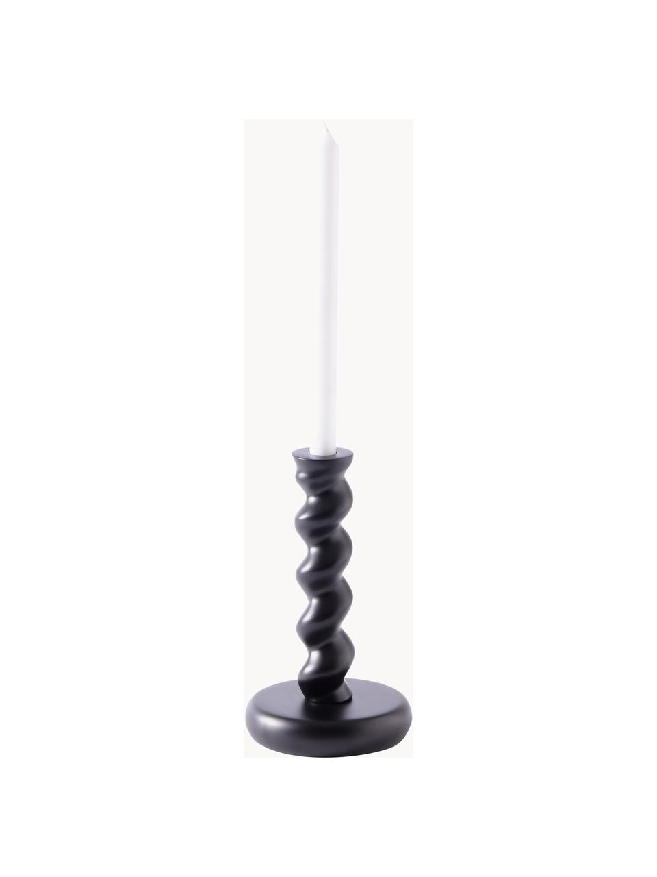 Handgefertigter Metall-Kerzenhalter Twister, Metall, beschichtet, Schwarz, Ø 14 x H 24 cm