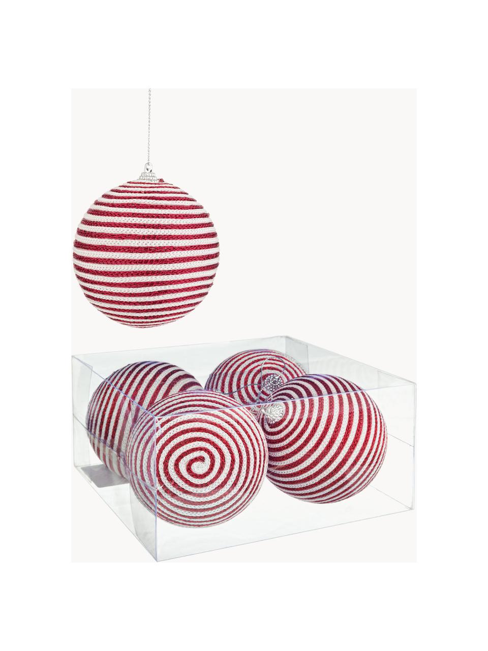 Boules de Noël Strenna, 4 pièces, Polymousse, Rouge, blanc cassé, Ø 10 cm