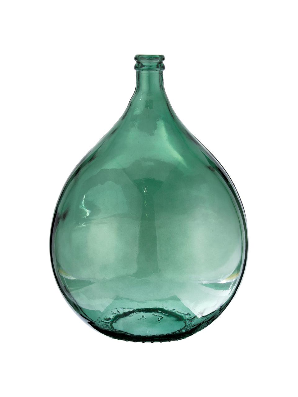 Bodenvase Drop aus recyceltem Glas in Grün, Recyceltes Glas, GRS-zertifiziert, Grün, transparent, Ø 40 x H 56 cm