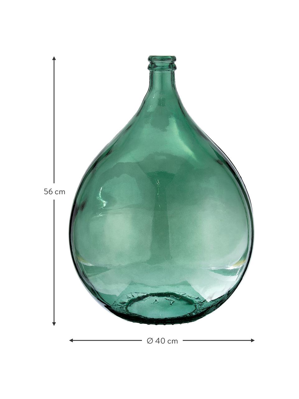 Bodenvase Drop aus recyceltem Glas in Grün, Recyceltes Glas, GRS-zertifiziert, Grün, transparent, Ø 40 x H 56 cm