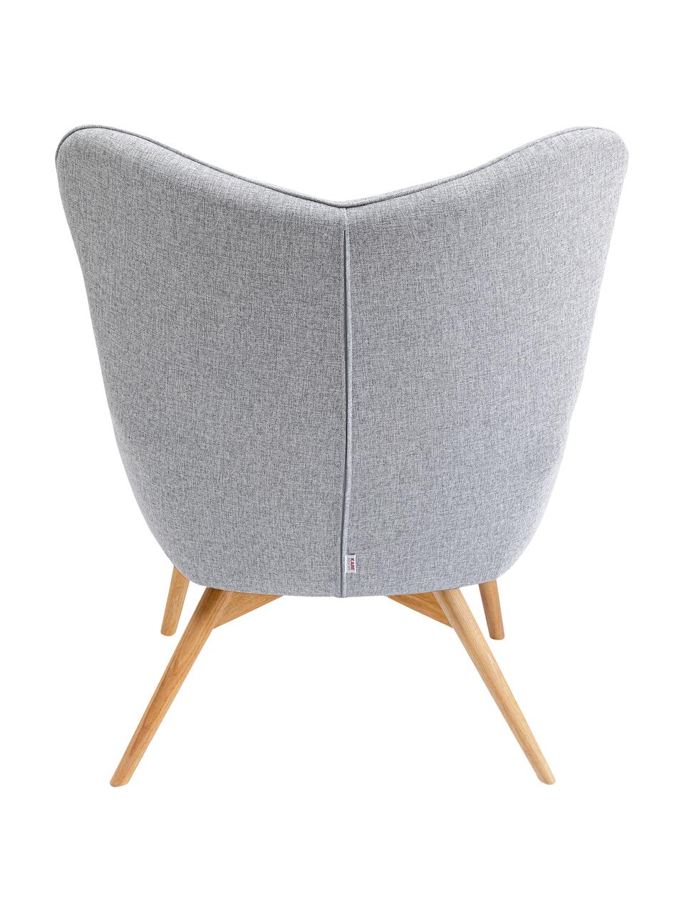 Fauteuil à oreilles gris Vicky, Tissu gris, larg. 73 x prof. 83 cm