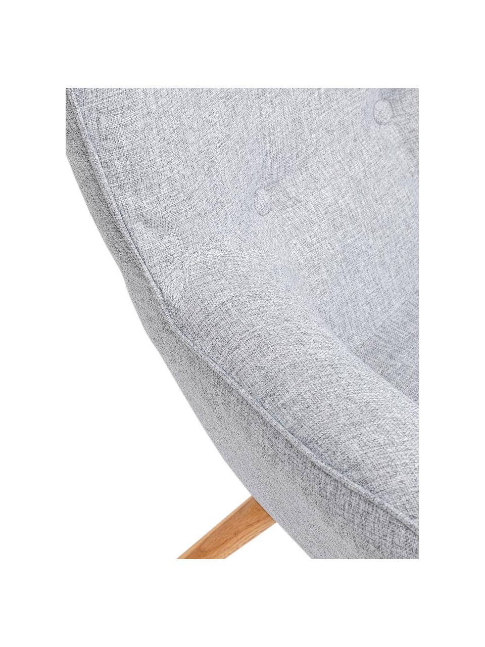 Ohrensessel Vicky in Grau mit Holz-Füßen, Bezug: 90% recyceltes Polyester , Beine: Buchenholz, massiv, gebei, Korpus: Buche Spanplatte, naturbe, Webstoff Grau, B 73 x T 83 cm