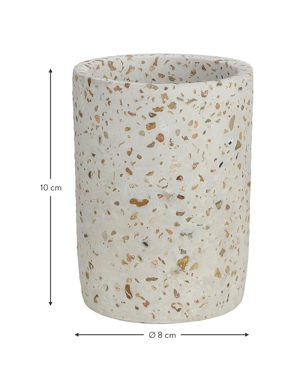 Porta spazzolini Pebble, Terrazzo alla veneziana, Beige, Ø 8 x Alt. 10 cm