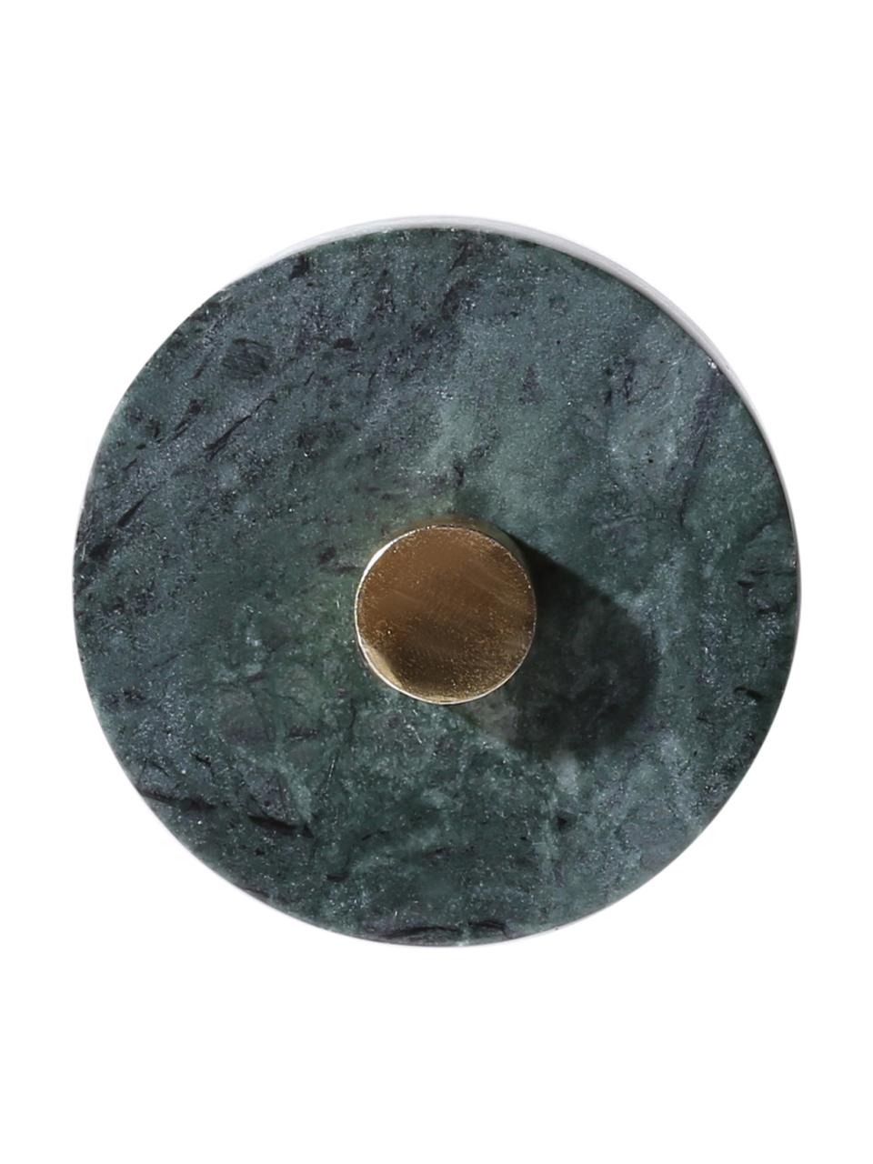 Marmeren wandhaak Jona, Groen, gemarmerd, messingkleurig, Ø 5 x D 8 cm