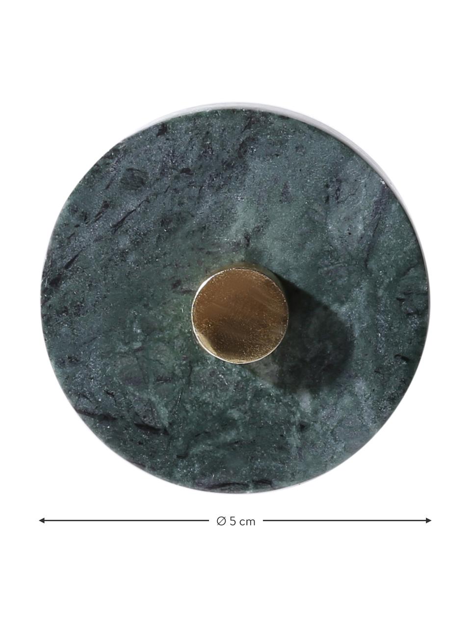 Marmeren wandhaak Jona, Groen, gemarmerd, messingkleurig, Ø 5 x D 8 cm