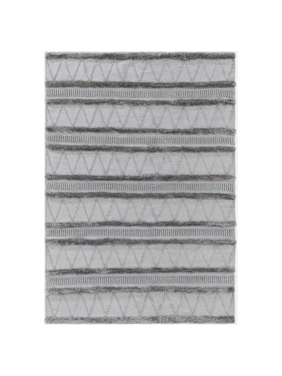 Ethno In- & Outdoor-Teppich Toni in Grau mit Hoch-Tief-Struktur, 100% Polyester (recyceltes PET), Grau, B 80 x L 150 cm (Größe XS)