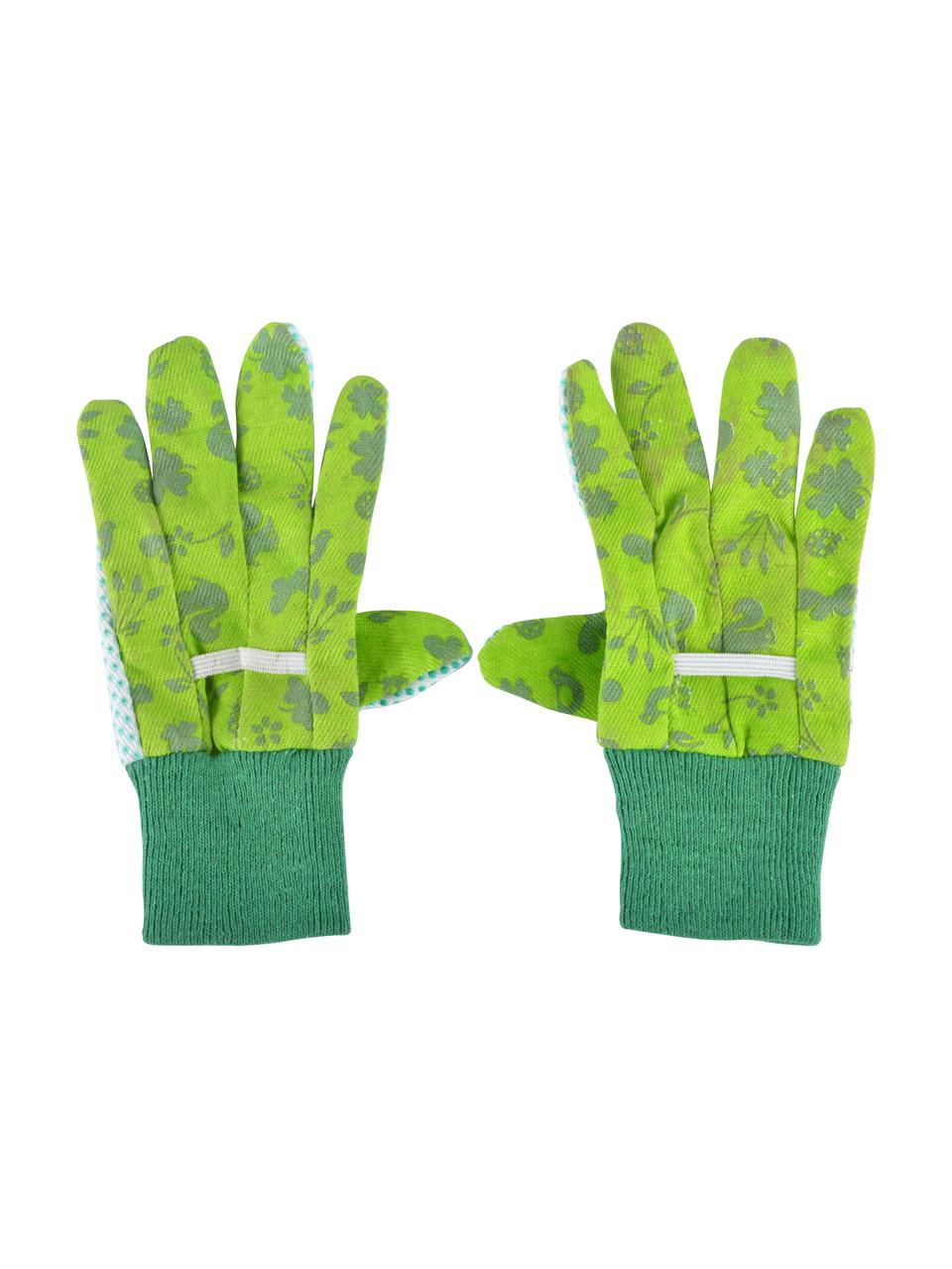 Gants de jardinage enfant Little Gardener, Coton, polyester, viscose, PVC, Tons verts, larg. 11 x haut. 20 cm