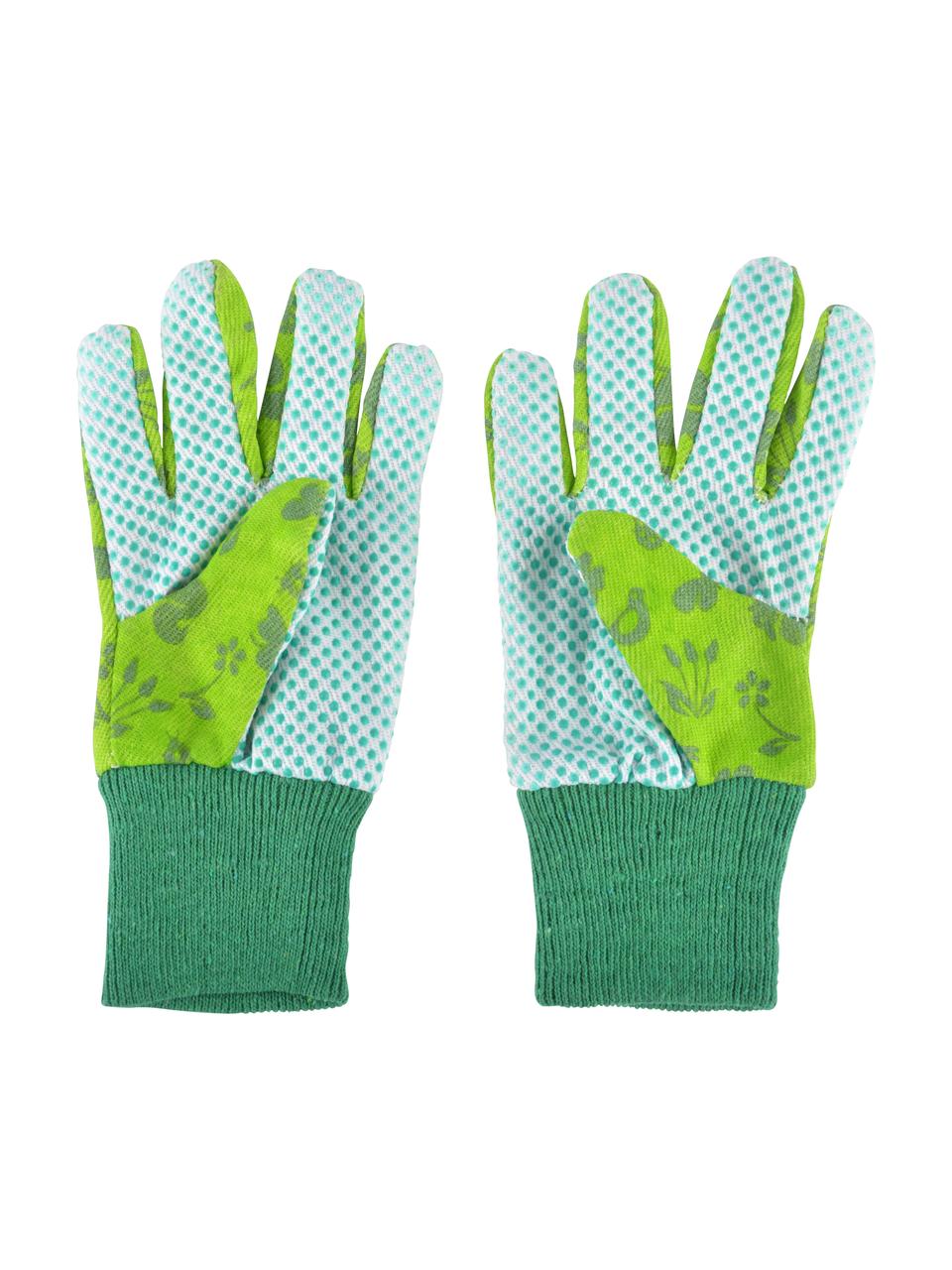 Dětské zahradnické rukavice Little Gardener, Bavlna, polyester, viskóza, PVC, Odstíny zelené, Š 11 cm, V 20 cm