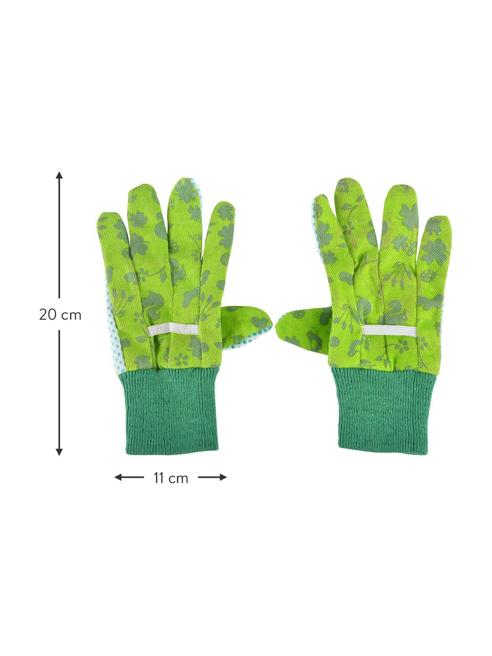 Guantes infantiles de jardinería Little Gardener, Algodón, poliéster, viscosa, PVC, Tonos verdes, An 11 x Al 20 cm