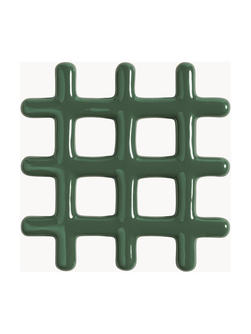 Dessous-de-plat Grid, Grès cérame, Vert foncé, haute brillance, larg. 19 x prof. 19 cm