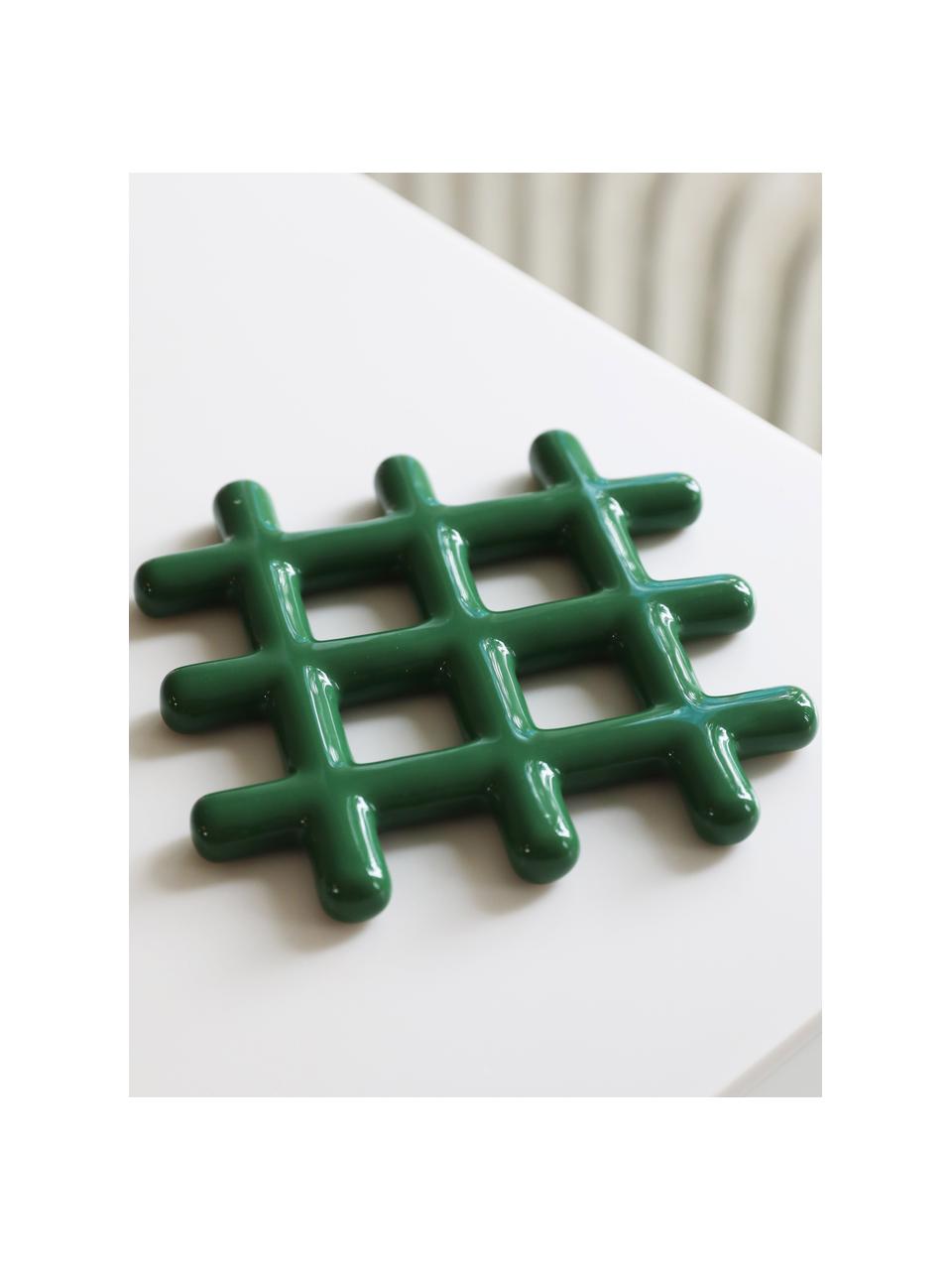 Dessous-de-plat Grid, Grès cérame, Vert foncé, haute brillance, larg. 19 x prof. 19 cm