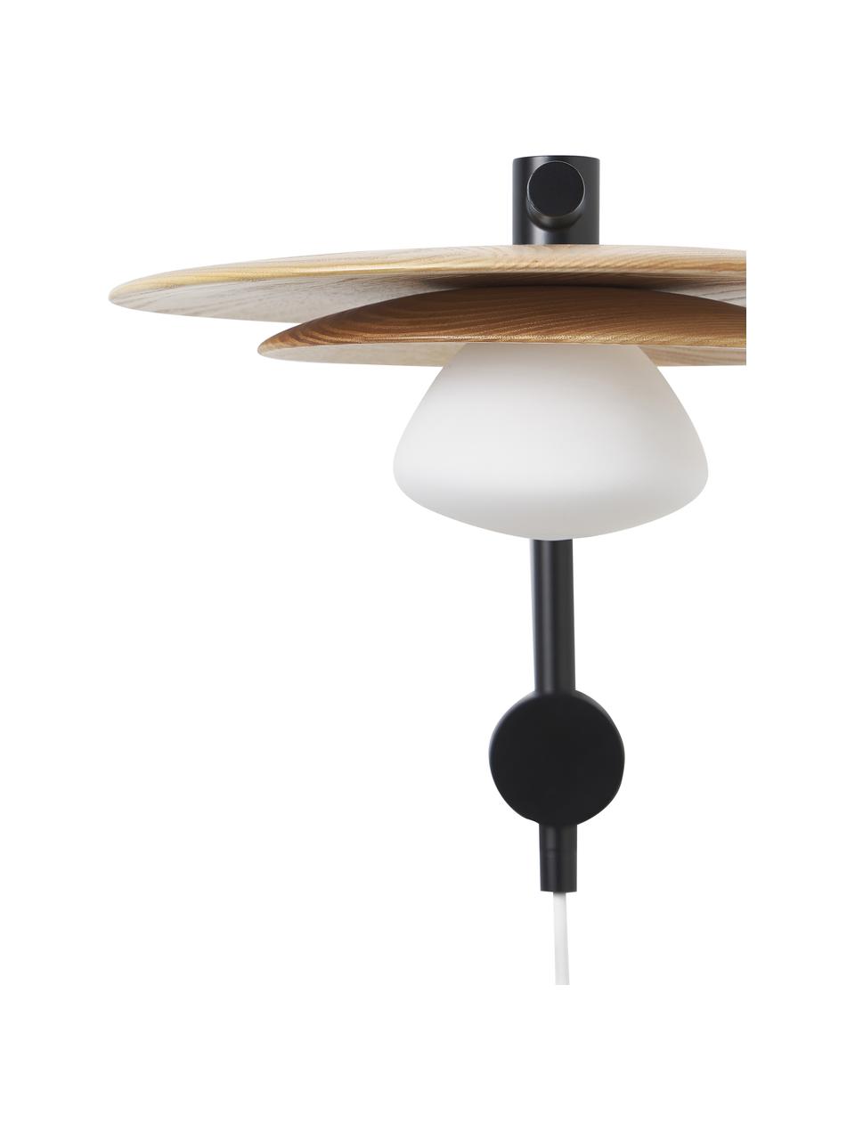 Verstelbare wandlamp Zadie van essenhout, Decoratie: 100% essenhout, Zwart, essenhout, Ø 9 x H 23 cm