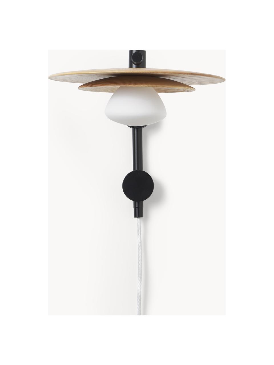 Applique orientable en bois de frêne Zadie, Noir, bois de frêne, Ø 9 x haut. 23 cm