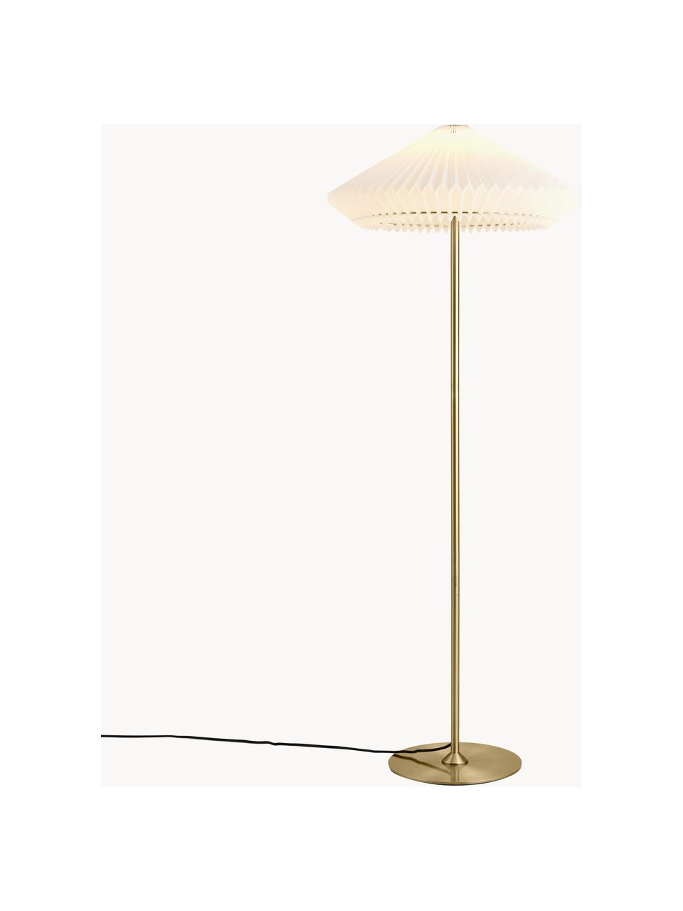 Vloerlamp Paris, Lampenkap: kunstvezel, Wit, goudkleurig, H 140 cm