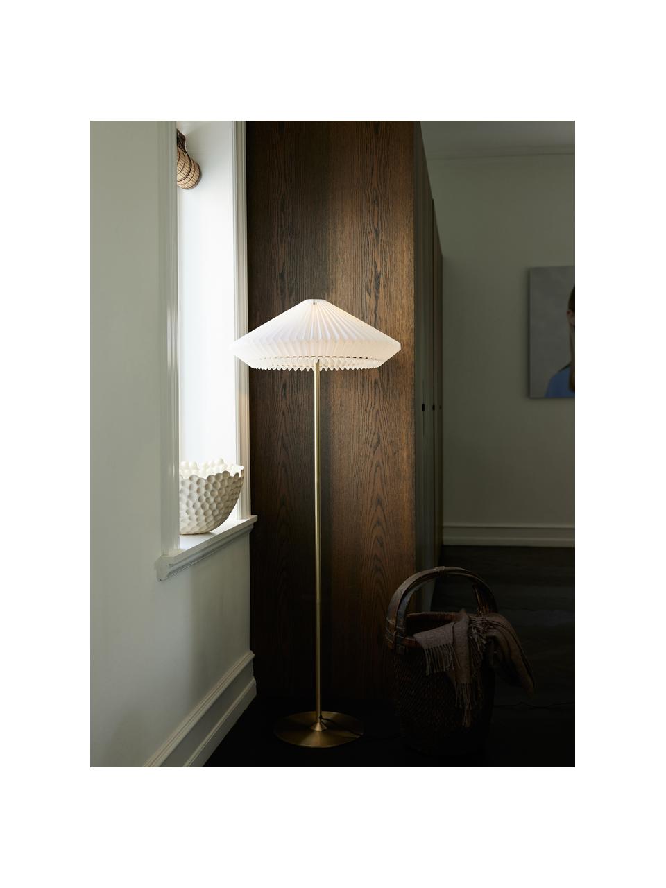 Vloerlamp Paris, Lampenkap: kunstvezel, Wit, goudkleurig, H 140 cm