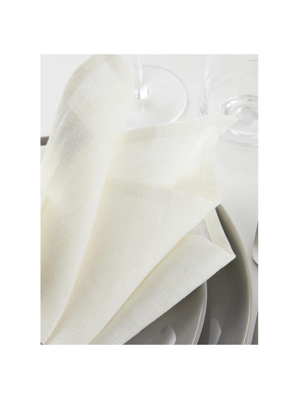 Linnen servetten Heddie in wit, 2 stuks, 100% linnen, Wit, 45 x 45 cm