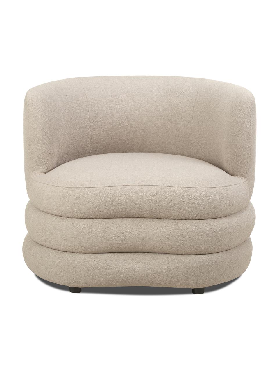 Fotel bouclé Solomon, Tapicerka: 100% poliester Dzięki tka, Nogi: tworzywo sztuczne, Jasnoszary bouclé, S 95 x G 80 cm