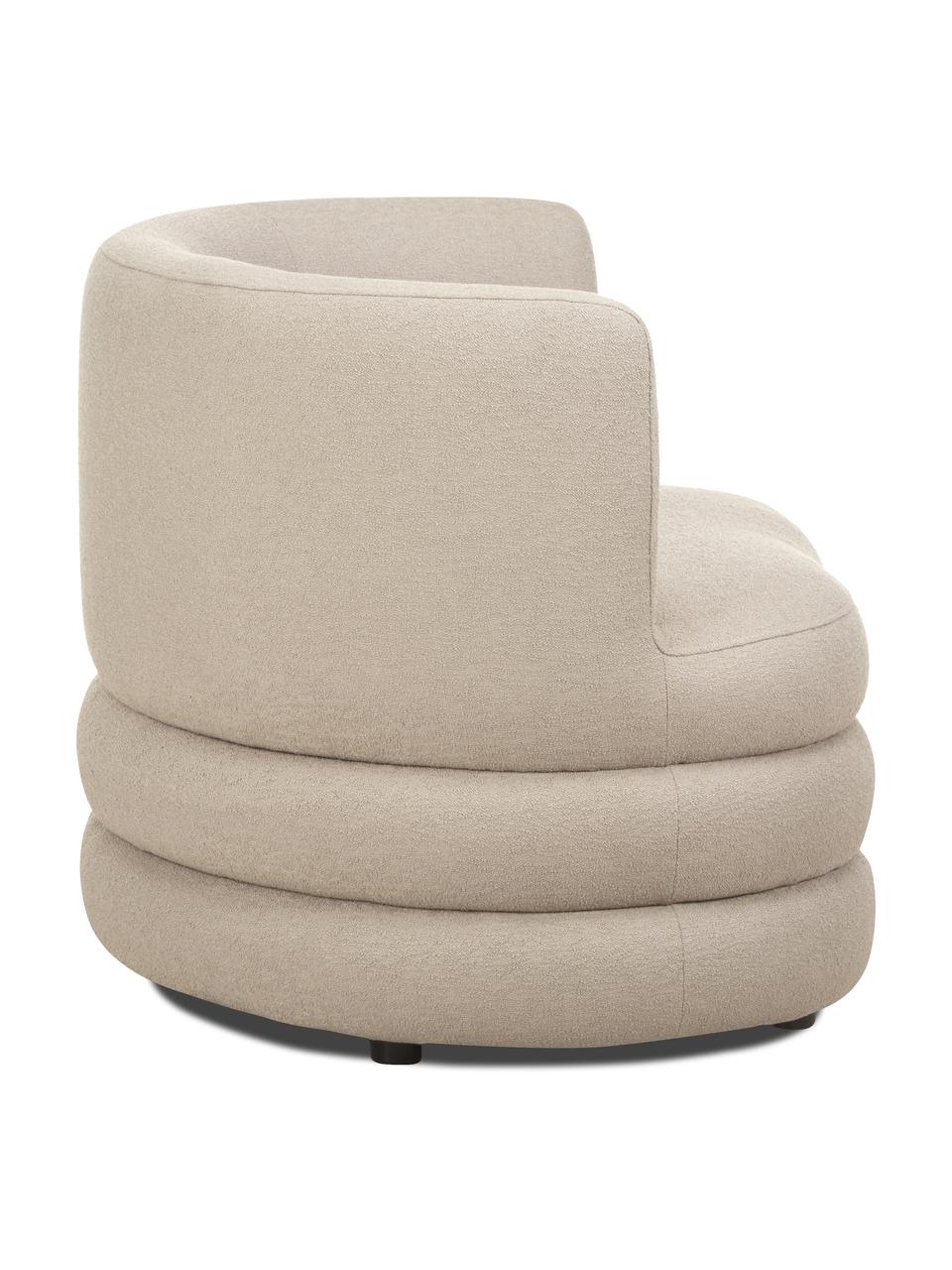 Designer bouclé fauteuil Solomon in lichtgrijs, Bekleding: 100% polyester, Frame: massief sparrenhout, berk, Poten: kunststof, Bouclé lichtgrijs, B 95 x D 80 cm
