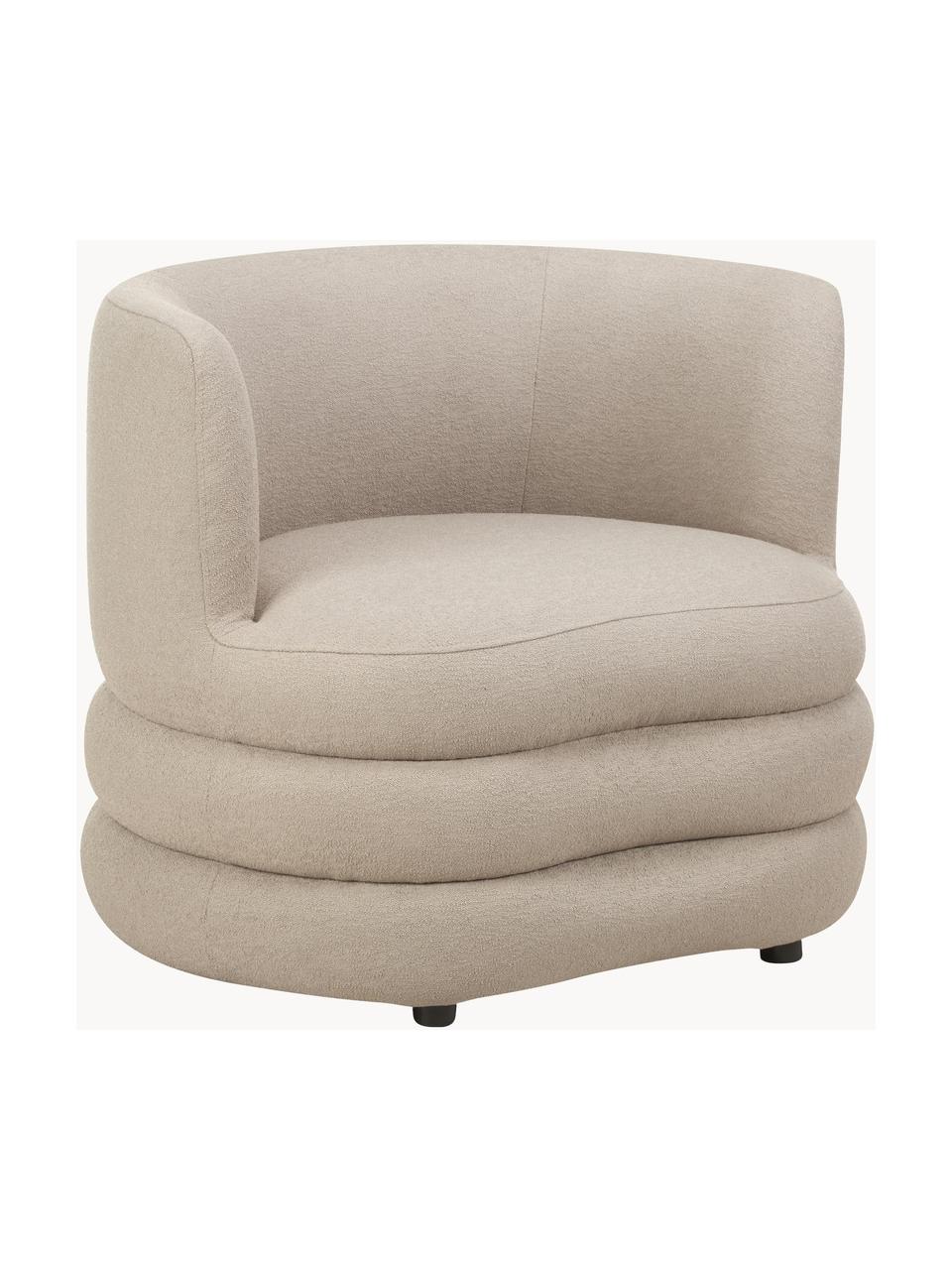 Design bouclé fauteuil Solomon, Bekleding: 100% polyester Met 35.000, Frame: massief sparrenhout, berk, Poten: kunststof Dit product is , Bouclé beige, B 95 x D 80 cm