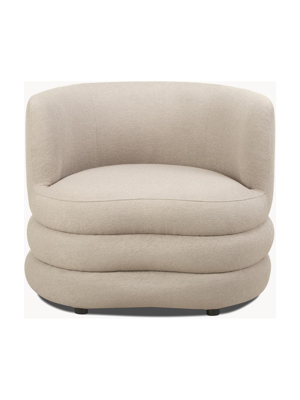 Design bouclé fauteuil Solomon, Bekleding: 100% polyester Met 35.000, Frame: massief sparrenhout, berk, Poten: kunststof Dit product is , Bouclé beige, B 95 x D 80 cm