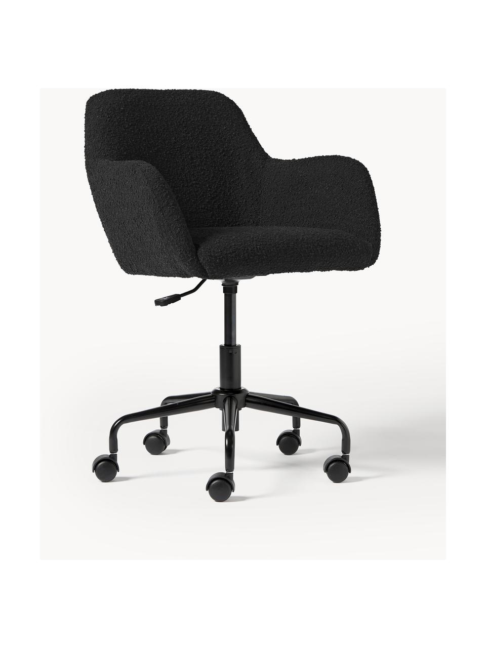 Chaise de bureau en bouclette Lucie, Bouclette noir, pieds noirs, larg. 57 x prof. 57 cm