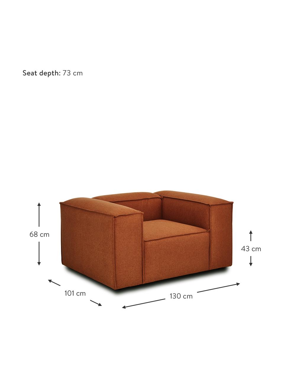 Fauteuil Lennon, Tissu terracotta, larg. 130 x prof. 101 cm