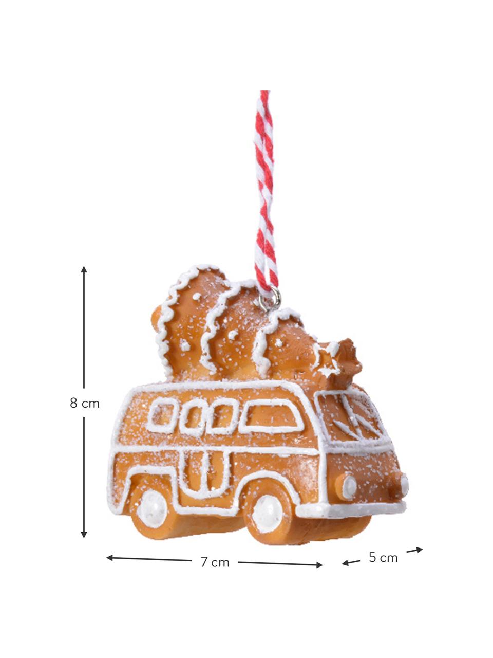 Súprava ozdôb na stromček Vehicles, 3 diely, Polymérová živica, Svetlohnedá, biela, Š 7 x V 8 cm