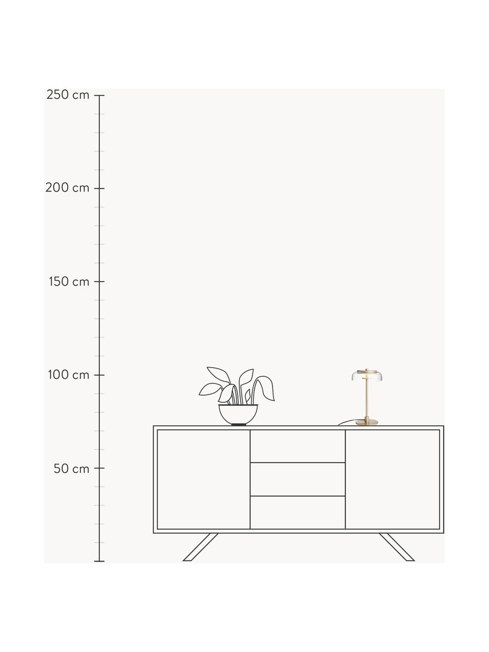 Kleine mundgeblasene LED-Tischlampe Blossi, dimmbar, Lampenschirm: Glas, mundgeblasen, Goldfarben, Transparent, Ø 17 x H 31 cm