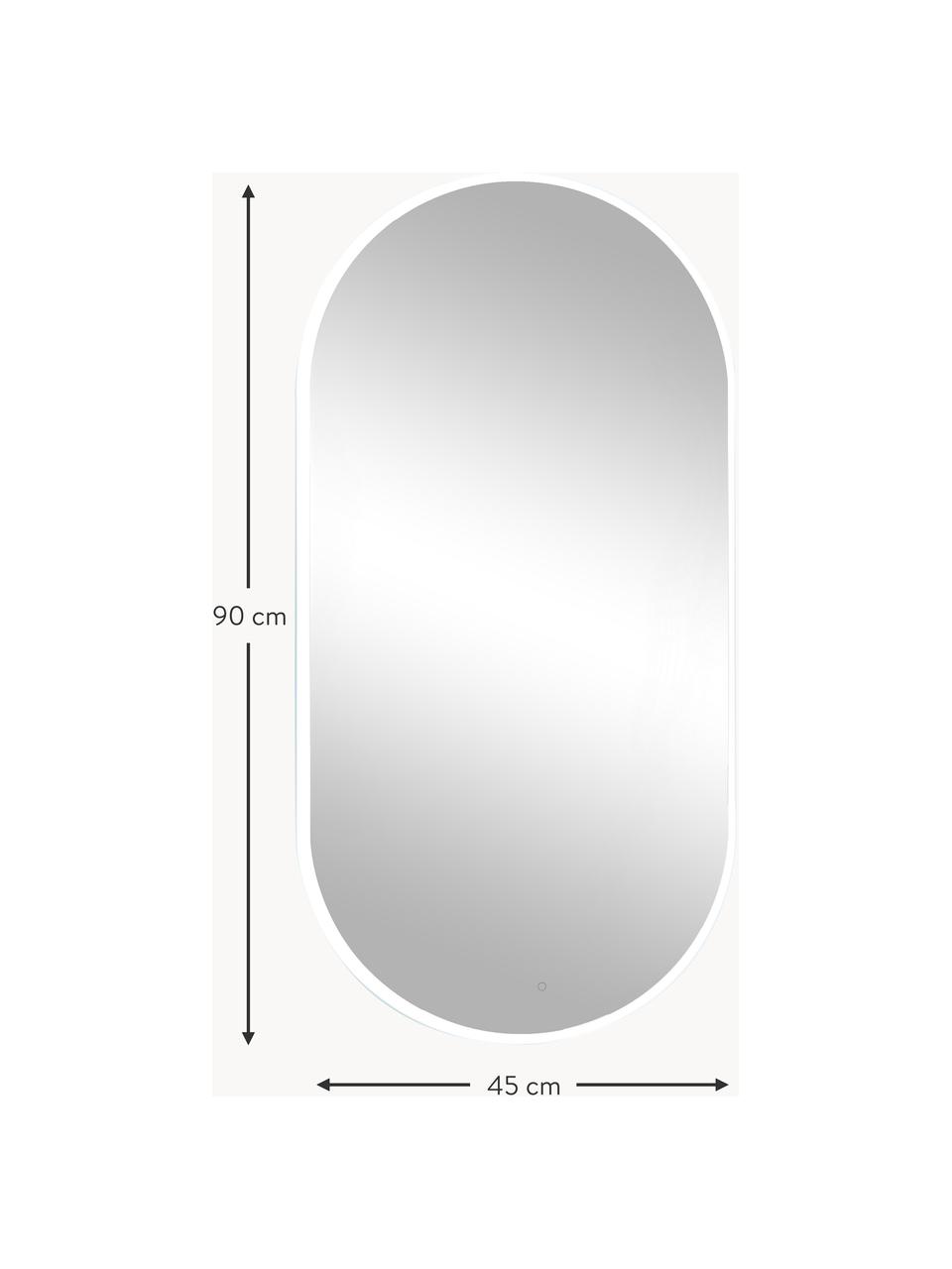 Nástenné oválne zrkadlo s LED-osvetlením Starlight, Zrkadlové sklo, Biela, Š 45 x V 90 cm