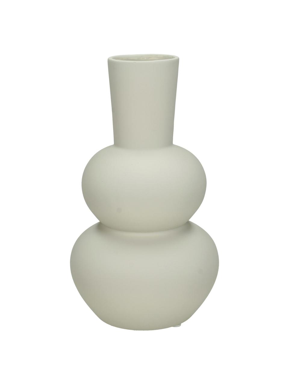 Vaso di design Eathan, Gres, Bianco crema, Ø 11 x Alt. 20 cm