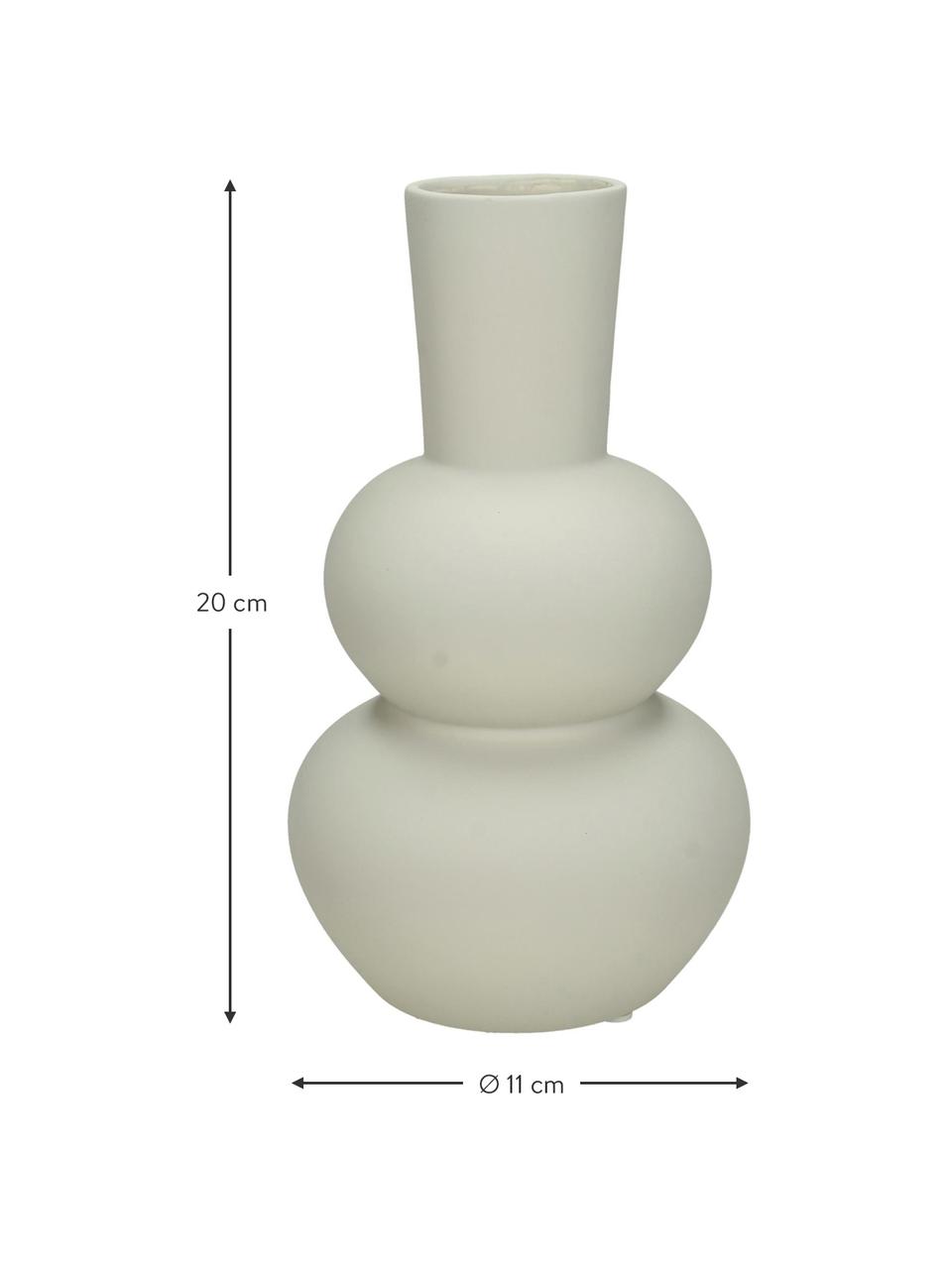 Vase design grès blanc crème Eathan, Grès cérame, Blanc crème, Ø 11 x haut. 20 cm