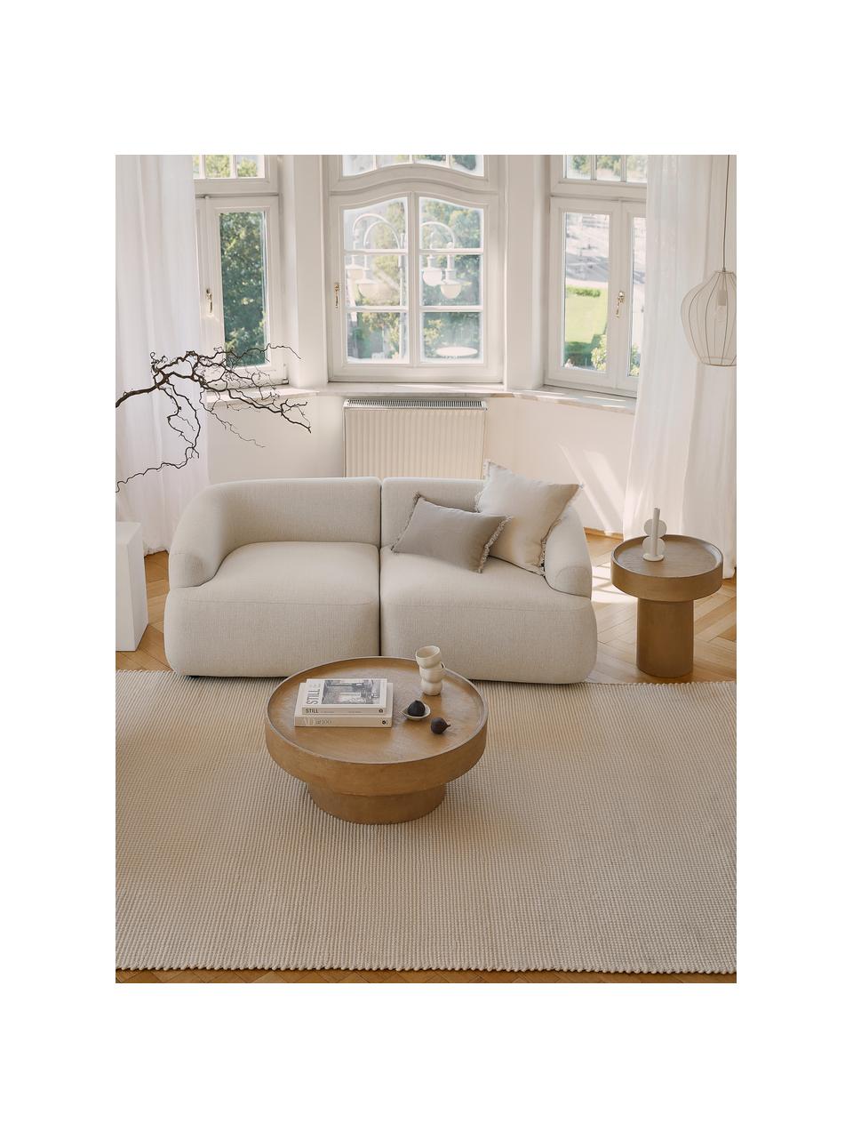 Sofá modular Sofia (2 plazas), Tapizado: 100% polipropileno Alta r, Tapizado: relleno de espuma, Estructura: madera de pino macizo, ag, Patas: plástico, Tejido blanco crema, An 192 x F 95 cm